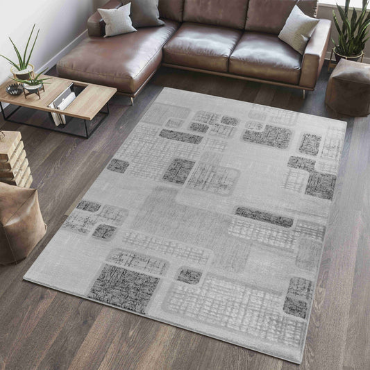 Nico Geometric Contemporary Grey and Black Indoor Rug