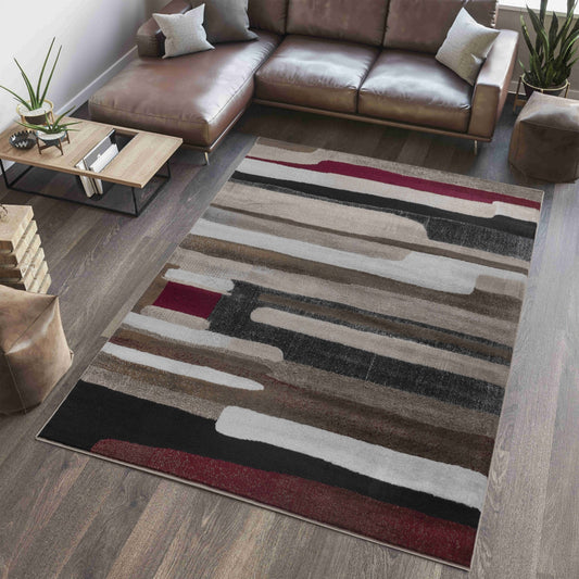 Zaman Abstract Contemporary Brown Indoor Rug