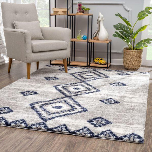 Retro Collection Modern Southwestern Area Rug and Doormat, Grey