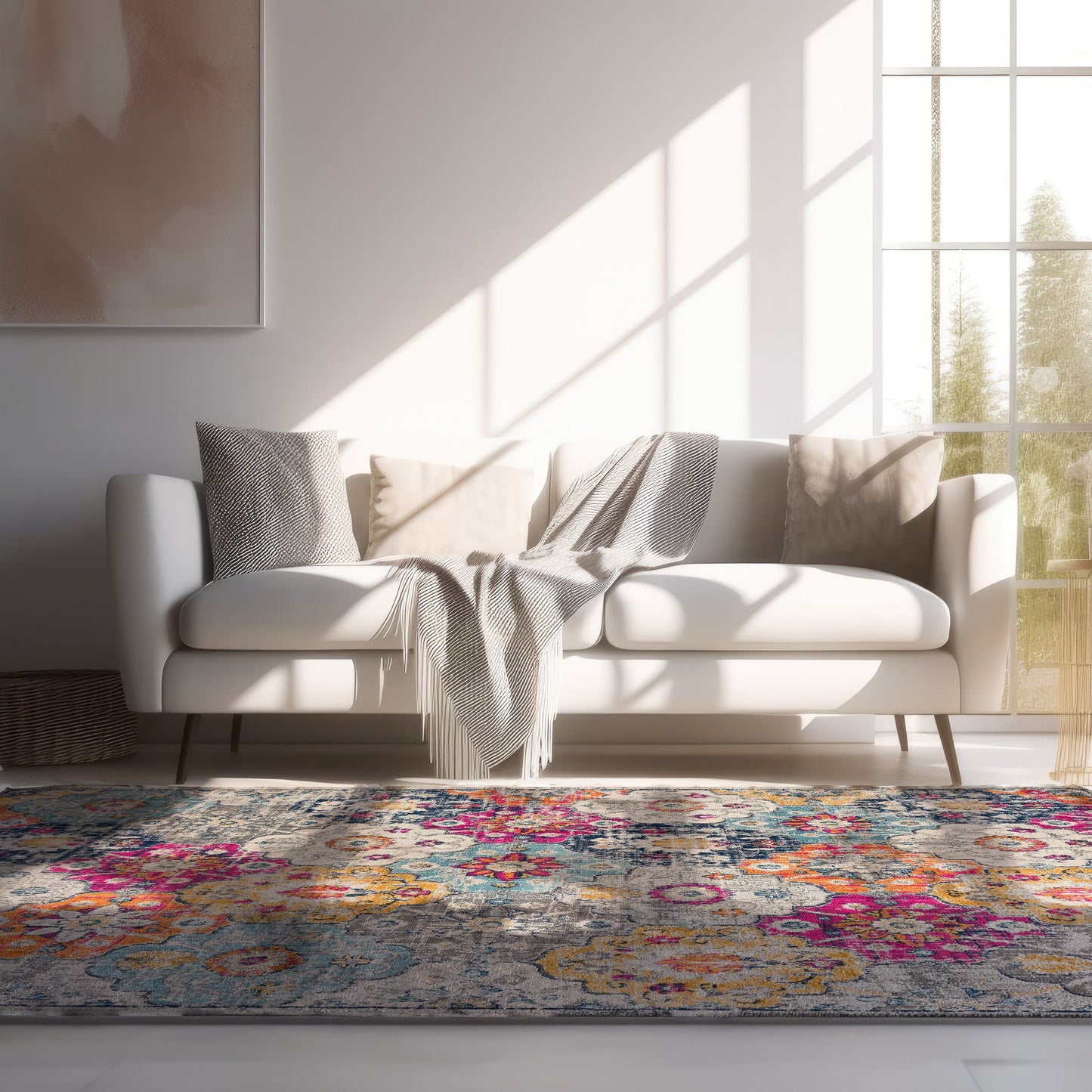 Savannah Mid-Century Modern Contemporary Rust Rug