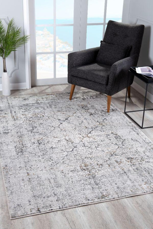 Mirage Collection Modern Abstract Area Rug, Cream Grey