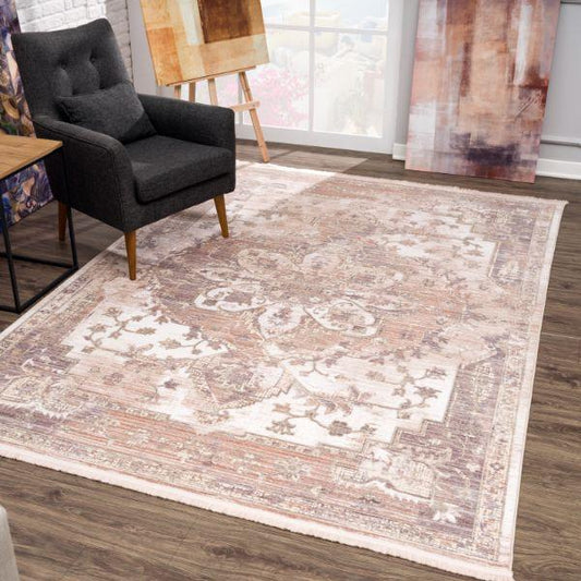 Padova Floral Medallion Transitional Beige and Brown Indoor Rug