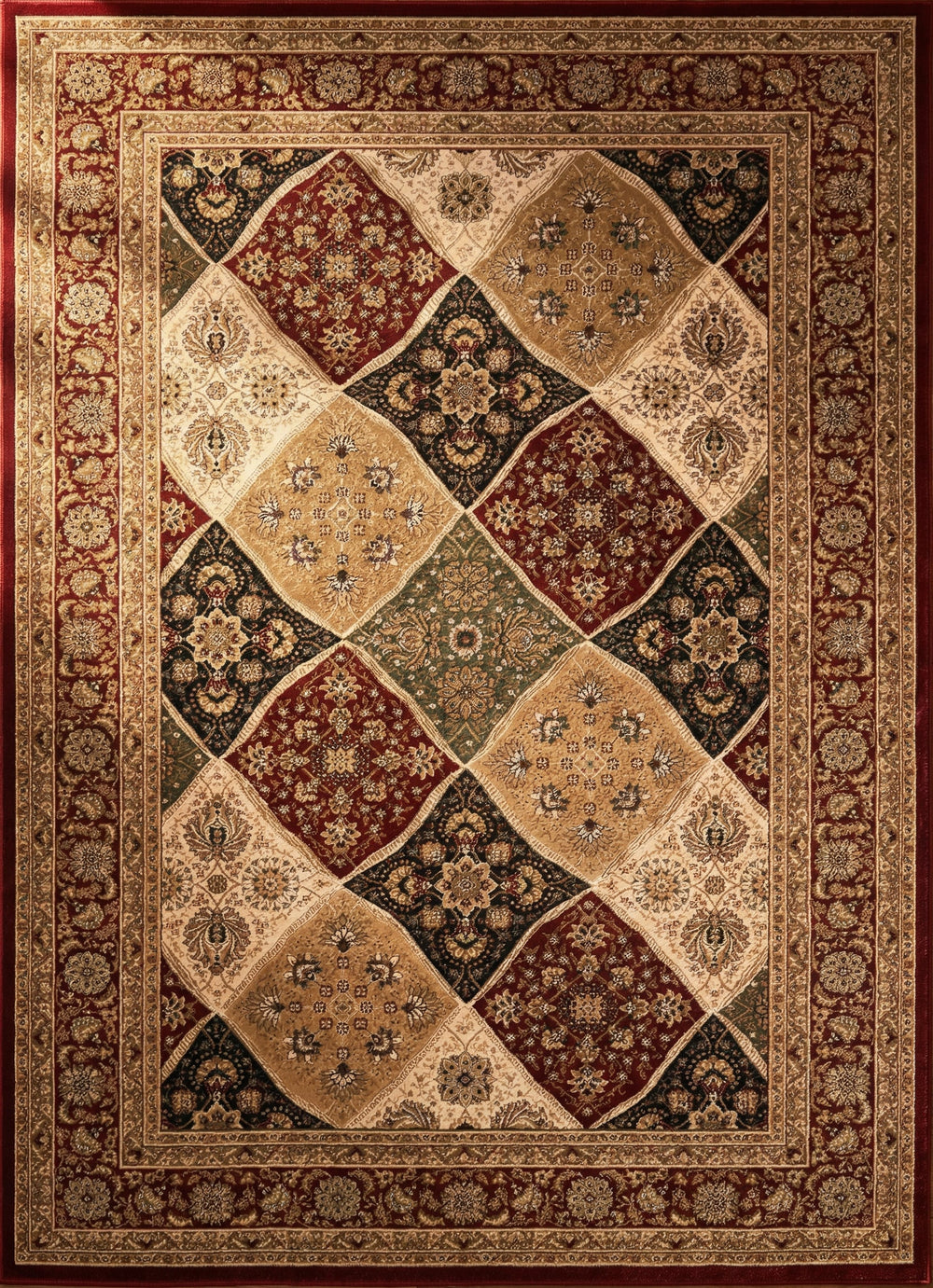 Aseel Persian Medallion Traditional Red and Black Indoor Rug