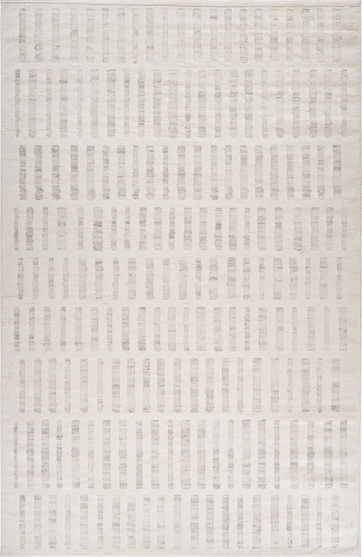 Aino Striped Grid Contemporary Beige and Cream Indoor Rug