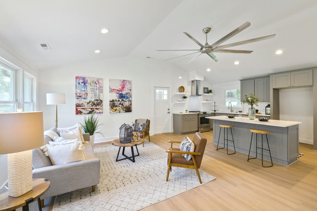 area rug in open-concept home 