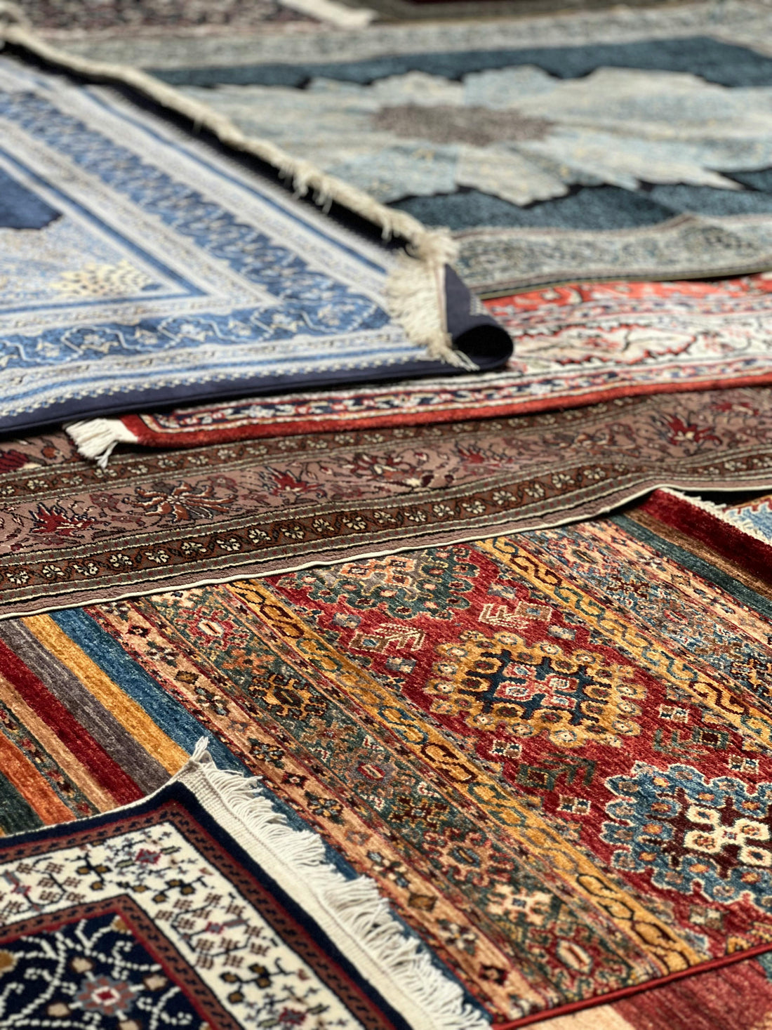 different types of area rugs on the floor