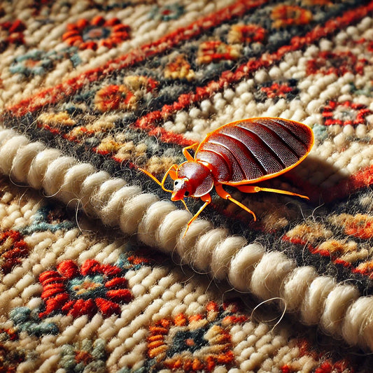 a red bug on the area rug