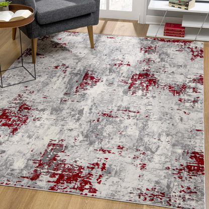 Vogue Abstract Contemporary Red Rug