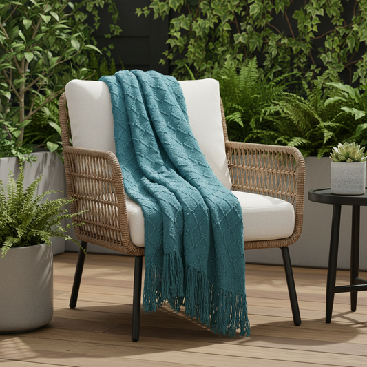 100% Acrylic Decorative Throw Teal