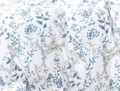 100% Cotton White and Blue Duvet Cover Set