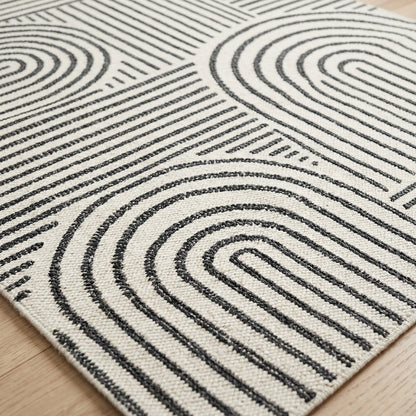 Abstract Modern Weiss and Pebble Outdoor Rug