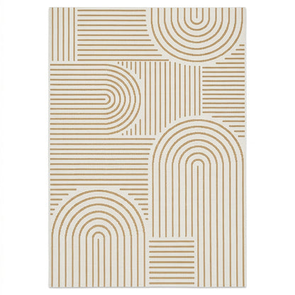 Abstract Modern Weiss and Jute Outdoor Rug