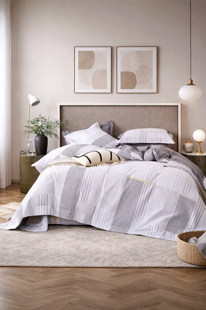 100% Cotton Light Grey Duvet Cover Set