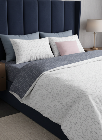 100% Jacquard Microfiber White Duvet Cover Set