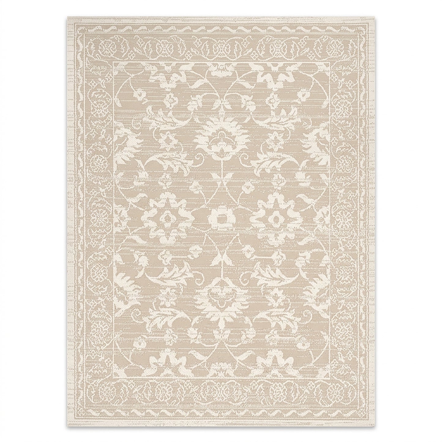 Oriental Modern Beige and Cream Outdoor Rug