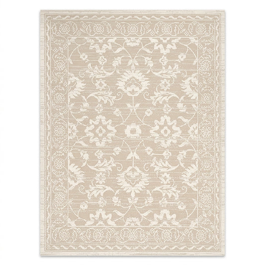 Oriental Modern Beige and Cream Outdoor Rug