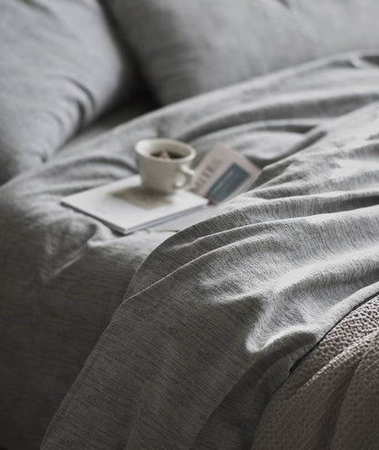 Textured 100% Cotton Grey Duvet Cover Set
