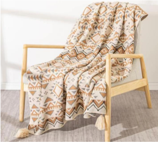 Decorative Throw Beige, Rust and black