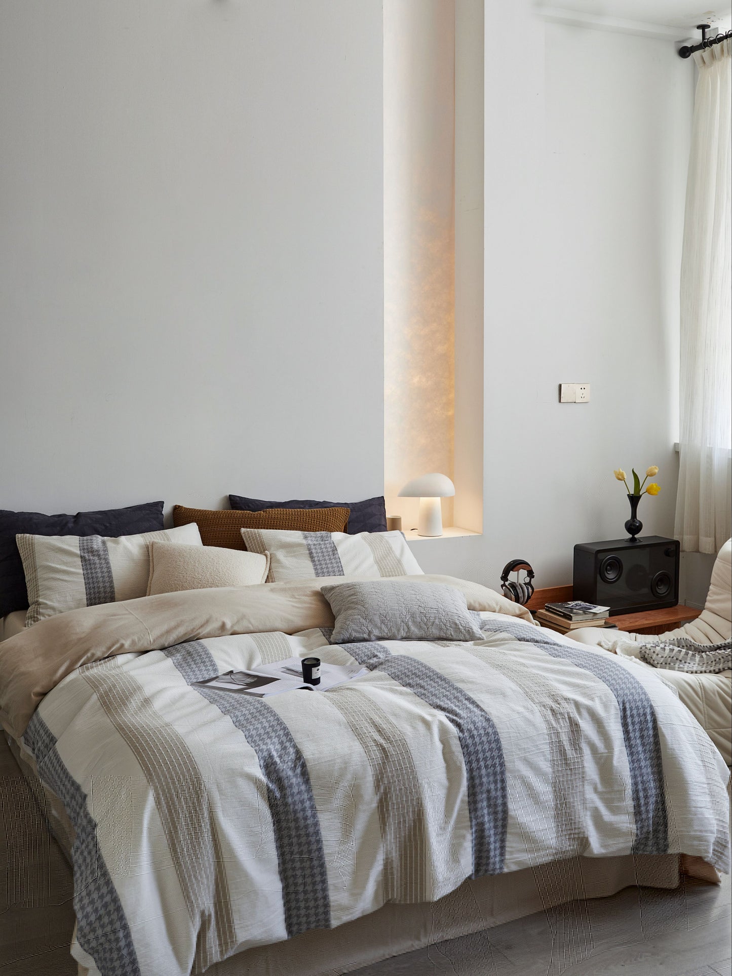 Textured 100% Cotton Beige Duvet Cover Set