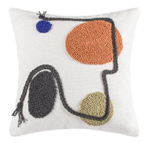 Tufted White/Rust Pillow with Insert & Cover