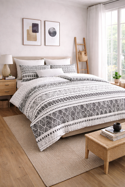 100% Jacquard Micro White Duvet Cover Set
