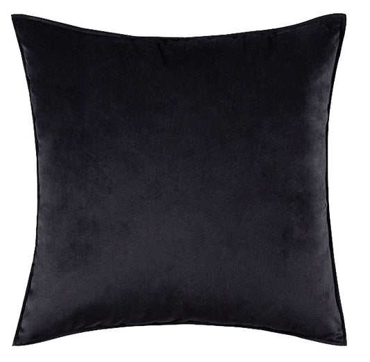 Soft Velvet Jet Black Pillow with Insert & Cover