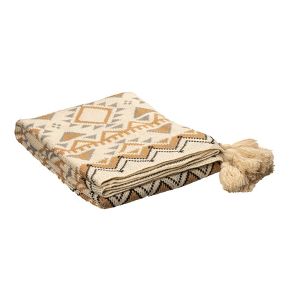 Decorative Throw Beige, Rust and black