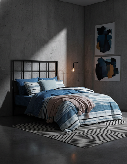 100% Jacquard Micro Blue Duvet Cover Set