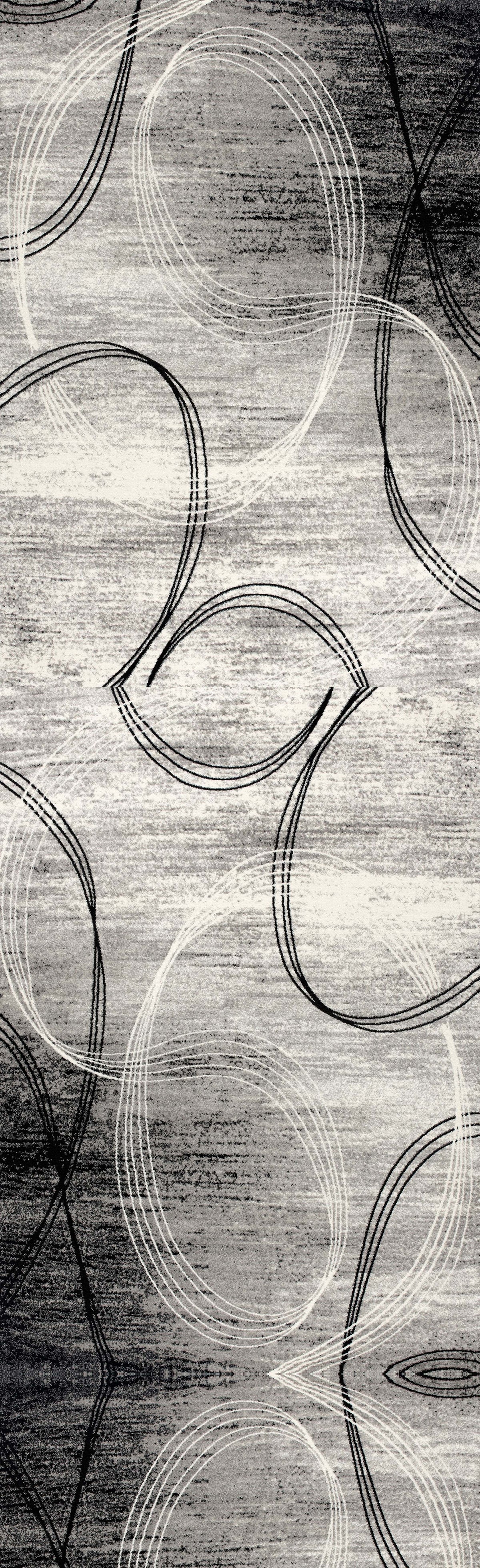 Mawari Abstract Contemporary Grey and Black Indoor Rug
