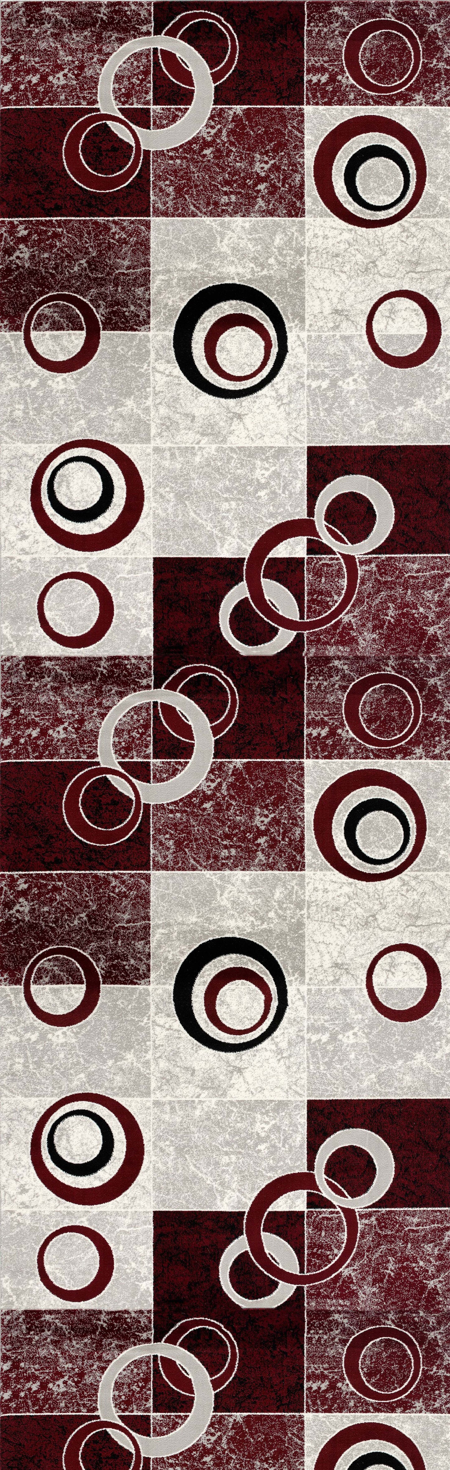 Montage Geometric Modern Red Rug