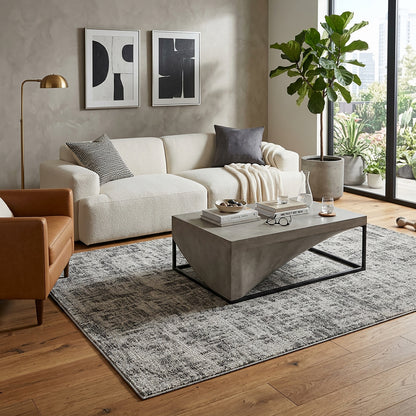 Abstract Modern Grey & Beige Outdoor Rug