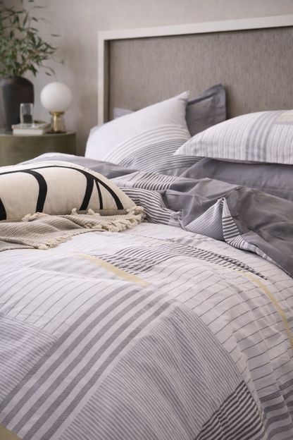 100% Cotton Light Grey Duvet Cover Set