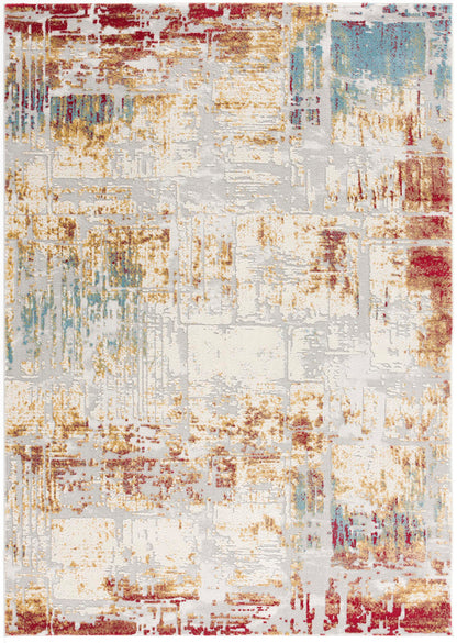 Alvera Abstract Contemporary Beige and Red Indoor Rug