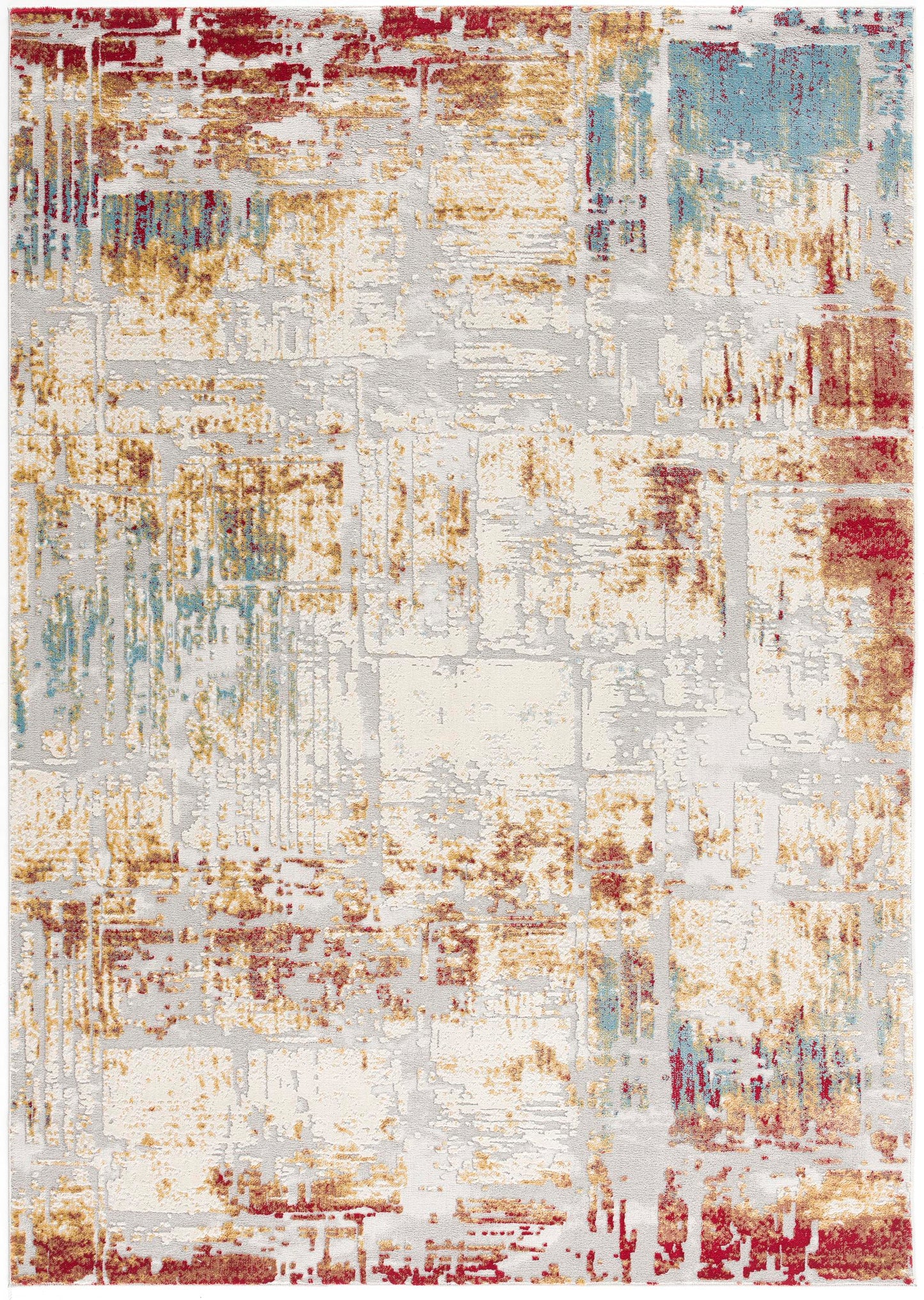 Alvera Abstract Contemporary Beige and Red Indoor Rug