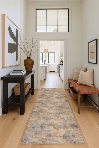 Elara Abstract Contemporary Grey and Beige Indoor Rug