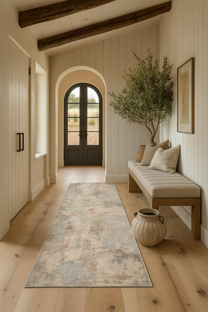 Elara Abstract Contemporary Grey and Beige Indoor Rug