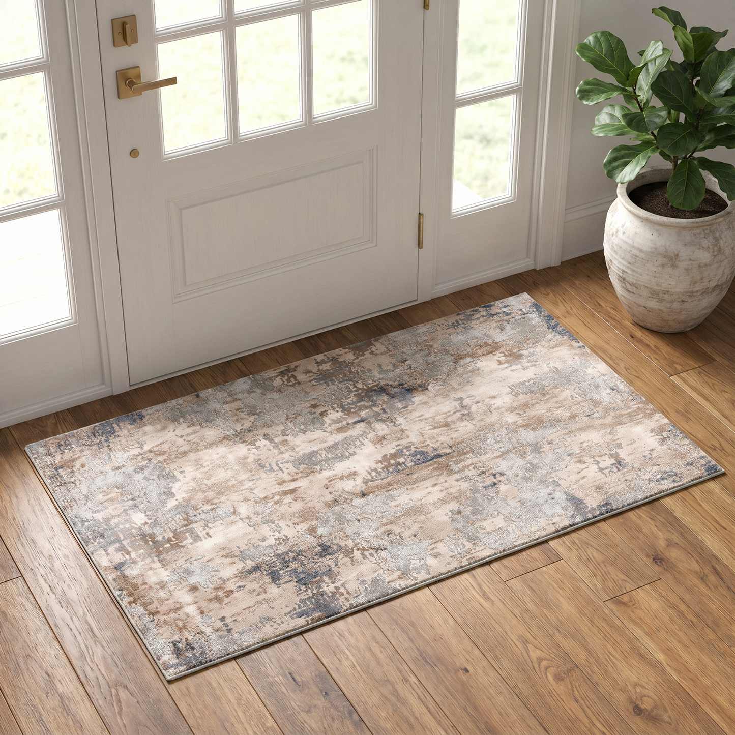 Elara Abstract Contemporary Grey and Beige Indoor Rug
