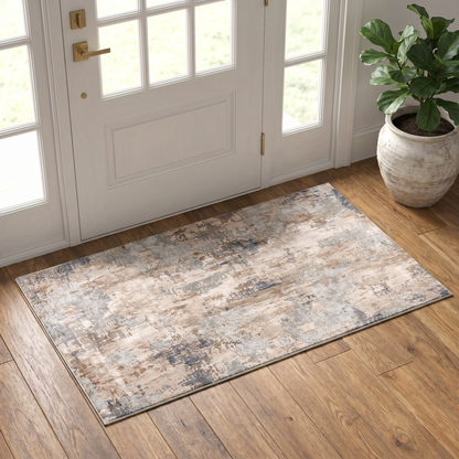 Elara Abstract Contemporary Grey and Beige Indoor Rug