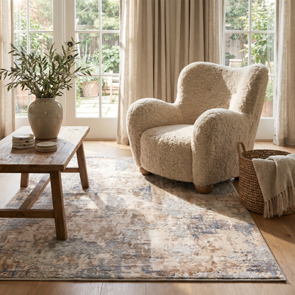 Elara Abstract Contemporary Grey and Beige Indoor Rug