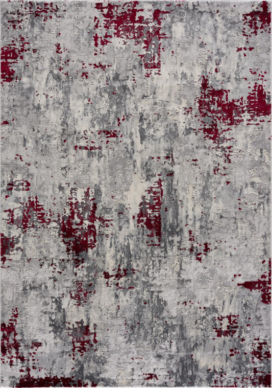 Elara Abstract Contemporary Red and Grey Indoor Rug-3