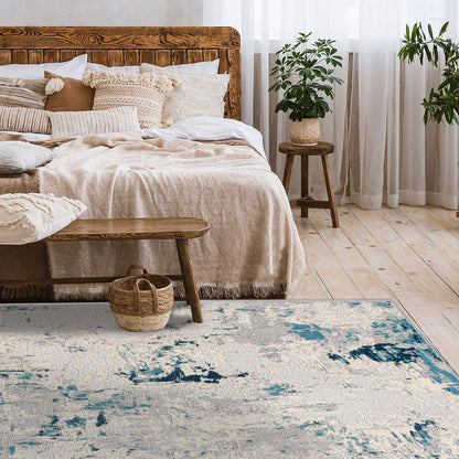 Vogue Abstract Contemporary Blue Rug