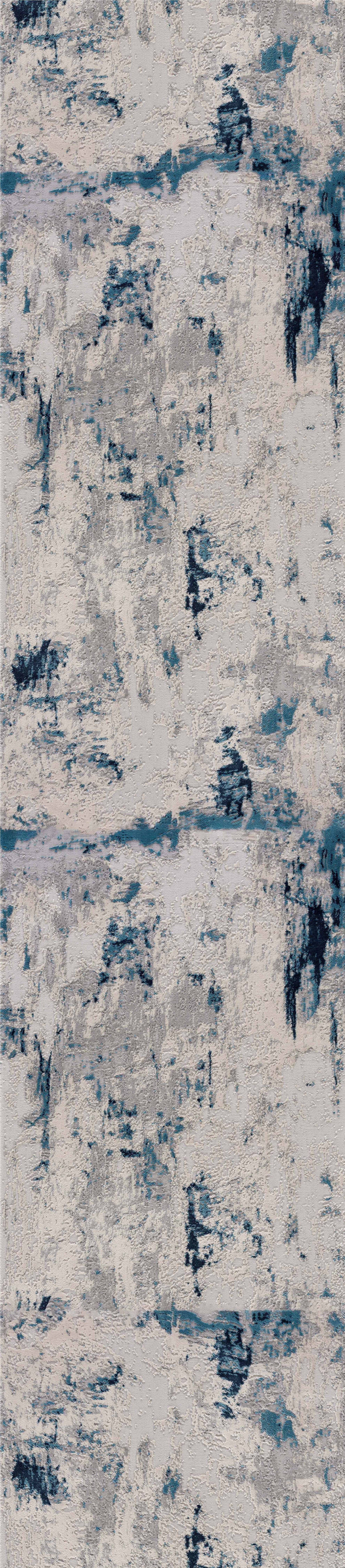 Amara Abstract Contemporary Blue and Cream Indoor Rug