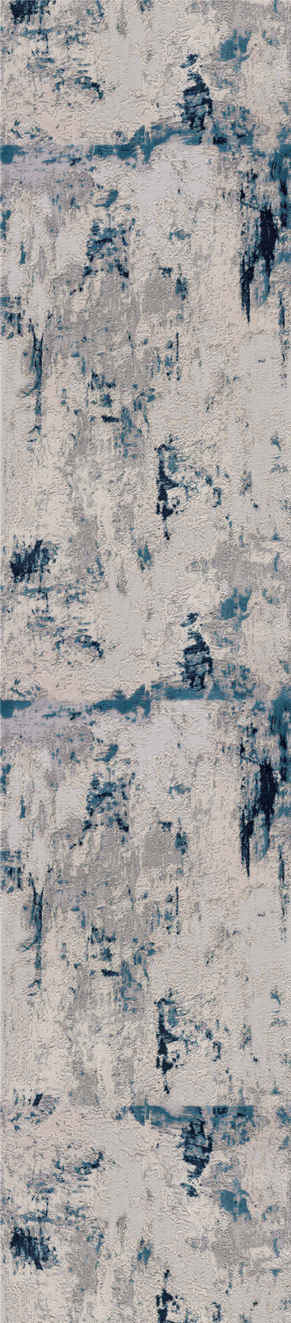 Amara Abstract Contemporary Blue and Cream Indoor Rug