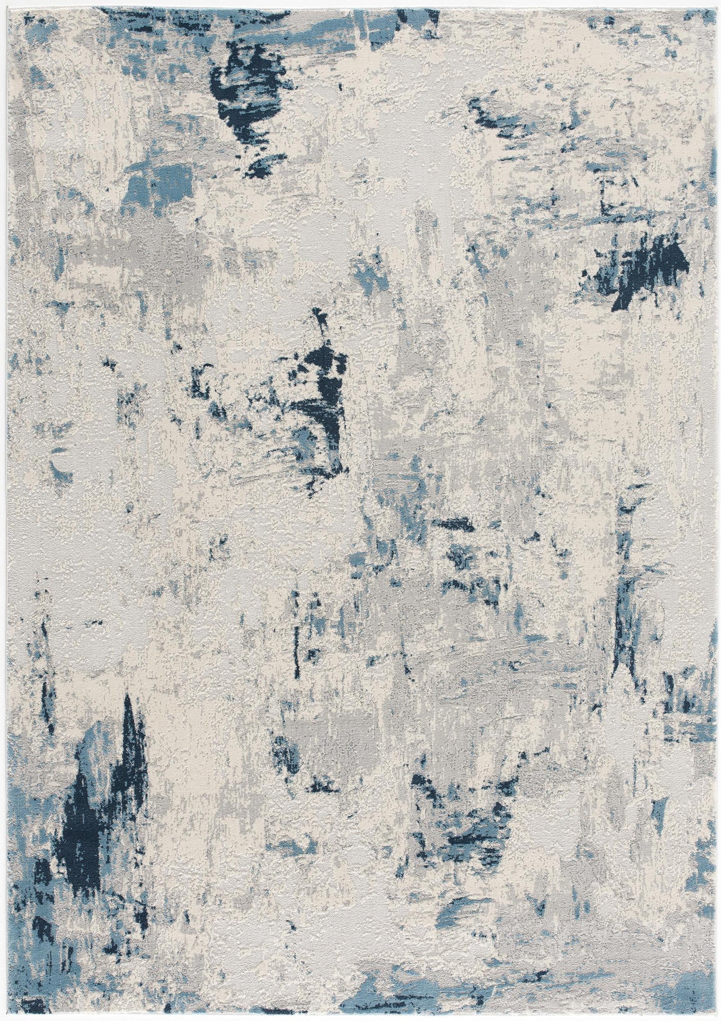 Amara Abstract Contemporary Blue and Cream Indoor Rug