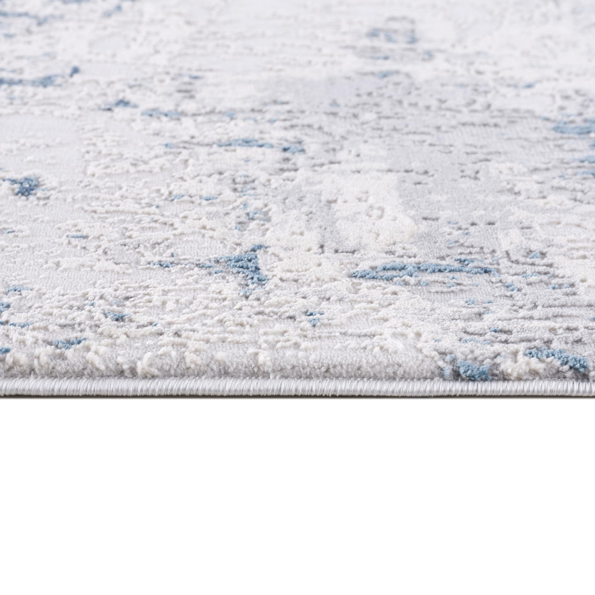 Amara Abstract Contemporary Blue and Cream Indoor Rug