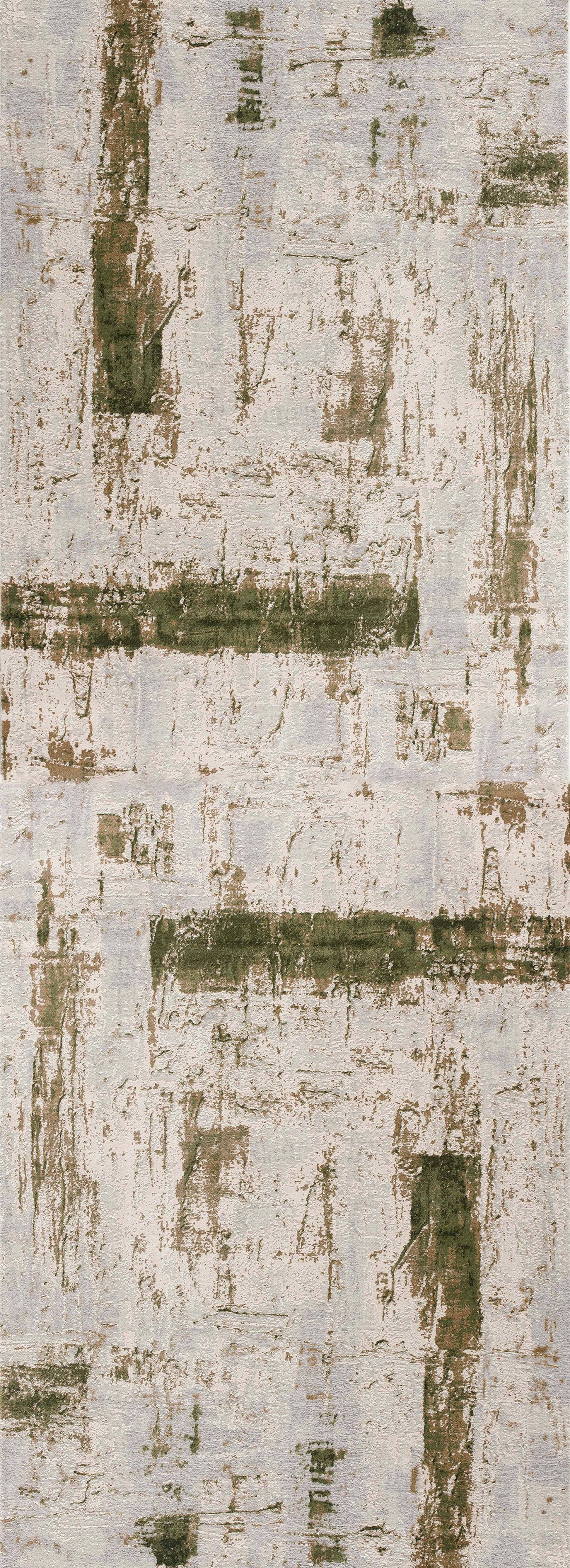 Silvan Abstract Contemporary Green and Beige Indoor Rug-12