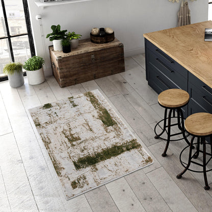 Silvan Abstract Contemporary Green and Beige Indoor Rug-18
