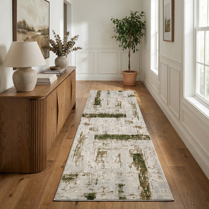 Silvan Abstract Contemporary Green and Beige Indoor Rug
