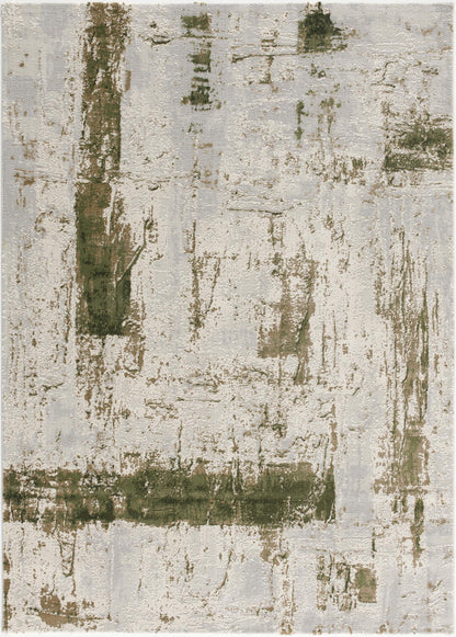 Silvan Abstract Contemporary Green and Beige Indoor Rug-3