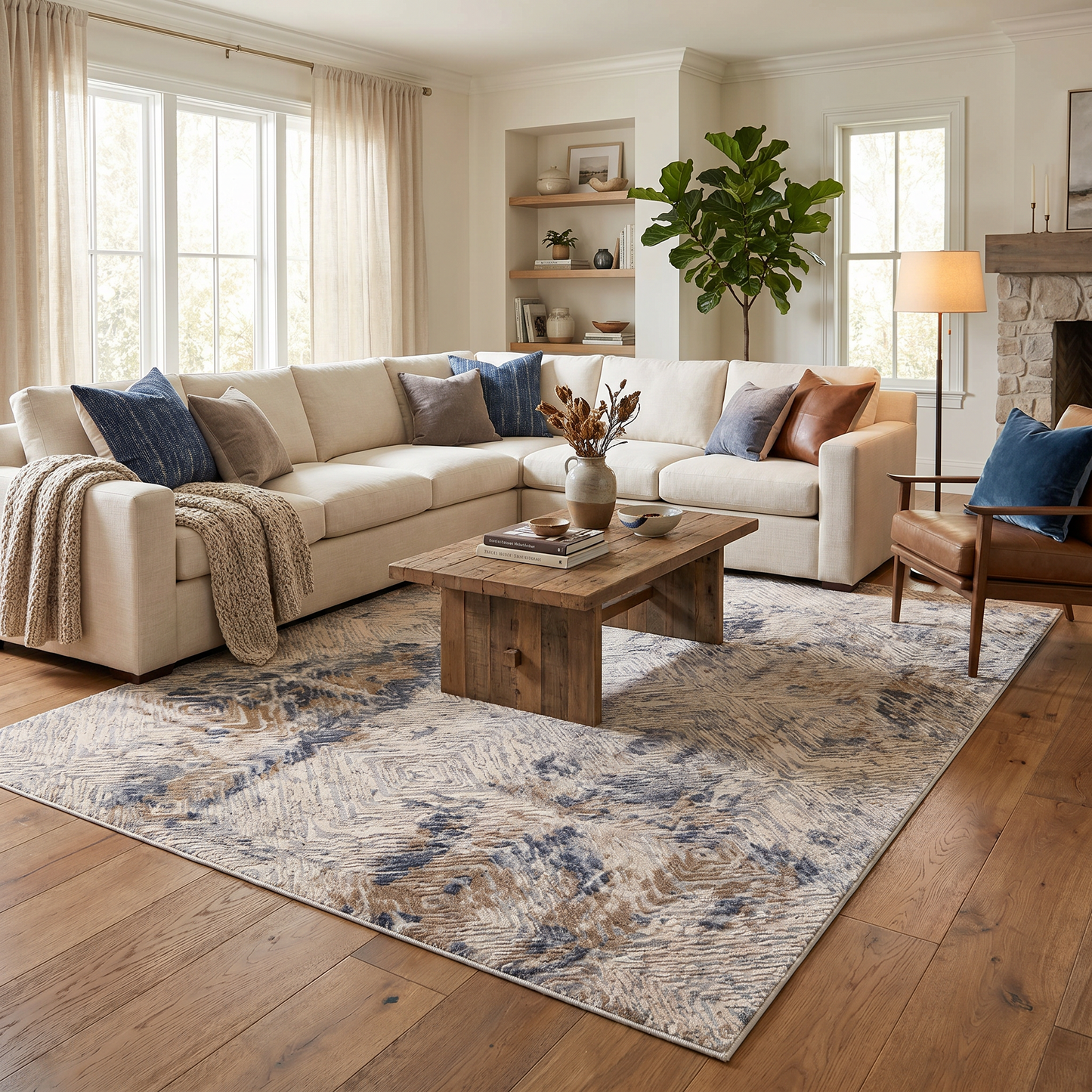 Marisol Abstract Transitional Navy Indoor Rug